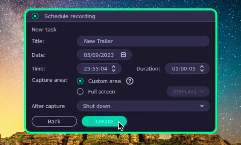 Programmation d'enregistrement de Movavi Screen Recorder