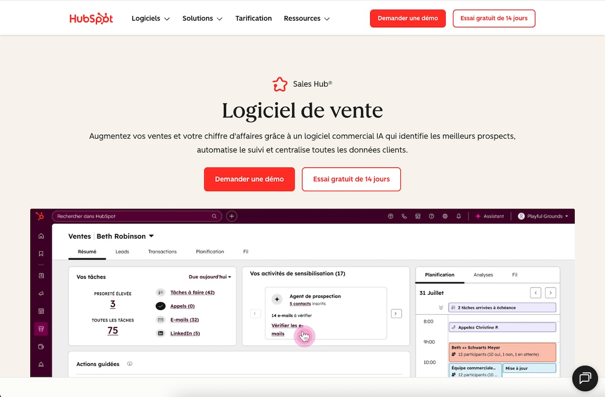iMac affichant la page dédiée HubSpot Sales Hub